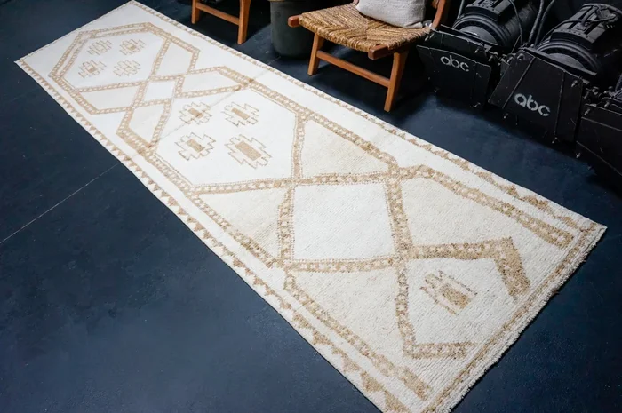 3’7 x 13’4 Vintage Herki Runner Cream, Oatmeal & Light Brown ‘4929