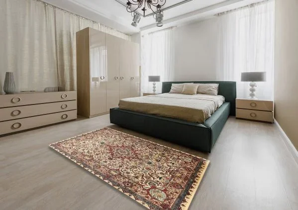 5′ x 8′ Traditional Dark Sienna Brown Medallion Area Rug