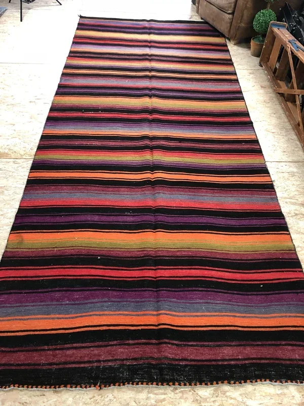 5 X 12 Turkish Kilim Runner 80’s Natural Dyes Handmade Anatoloian Carpet