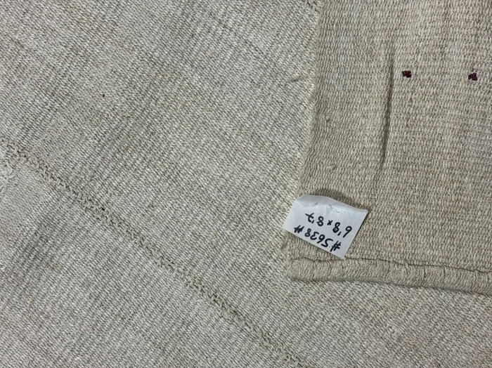 6’8 x 8’7 Vintage Organic Hemp Rug Off White Flatweave Rug 5638