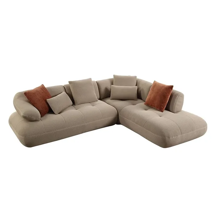 ACME Furniture – Carrick Sectional Sofa w/6 Pillows – Beige Sandwich Mesh Fabric – LV03920