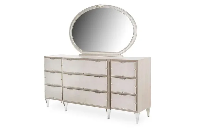 AICO by Michael Amini – Camden Court Dresser & Mirror – Pearl – 9005050-60-126