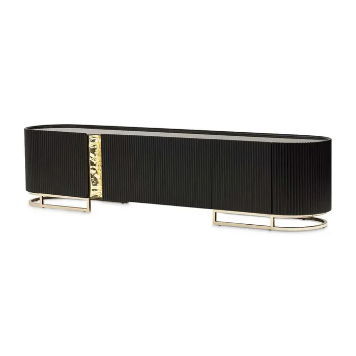 AICO by Michael Amini – Lisbon Media Cabinet – Silken Matte Black – LFR-LSBN081-826