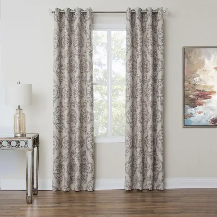 AICO by Michael Amini – Rosewood 50×84 Grommet Top Panel Weighted Corners in Silver – BDR-GT5084-RSWD-SLV