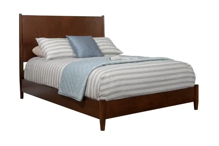 Alpine Furniture – Flynn Mid Century Modern Full Size Panel Bed, Walnut – 966WAL-08F