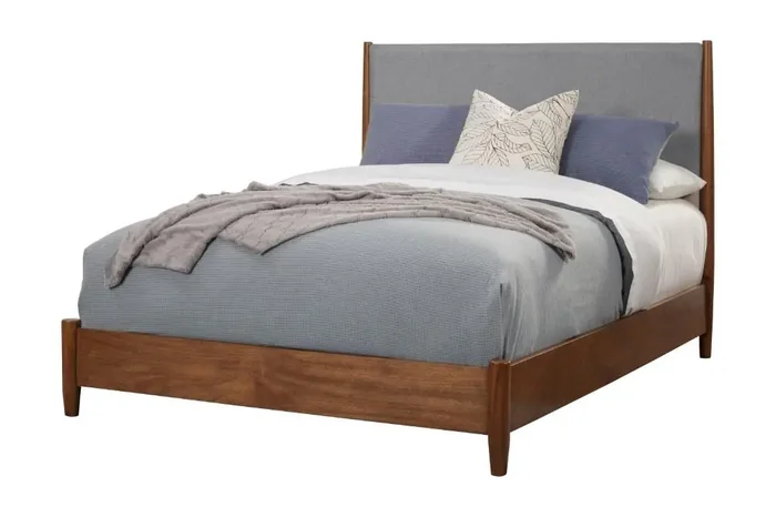 Alpine Furniture – Flynn Mid Century Modern Two Tone Queen Panel Bed, Acorn/Grey – 999-01Q