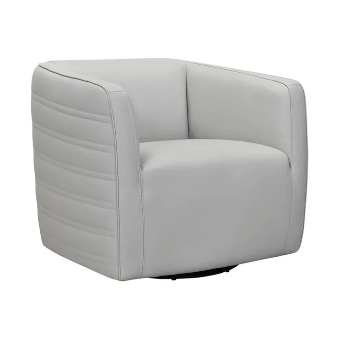 Armen Living – Melanie Swivel Dove Gray Genuine Leather Barrel Chair – LCMECHDV