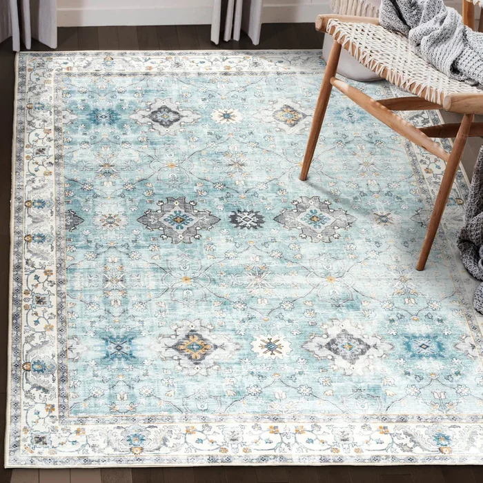 Bev Distressed – Blue Ivory – DS-BH-BDR-BL – ReaLife Machine Washable Rug