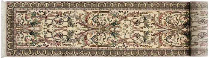 Bhati Heritage Yadira Beige/Green Wool Runner – 2’8” x 12’5”