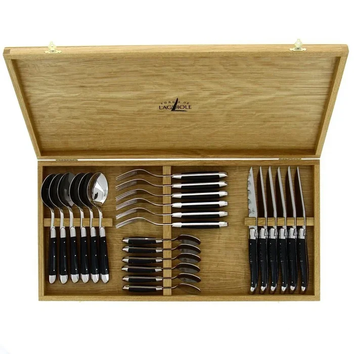 Black Fabric Series Flatware Set 24-pc