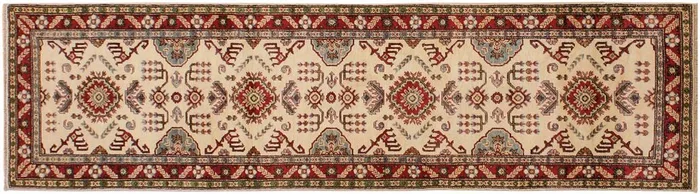 Bohemian Kazak Mervin Ivory/Red Wool Rug – 2’8” x 9’8”