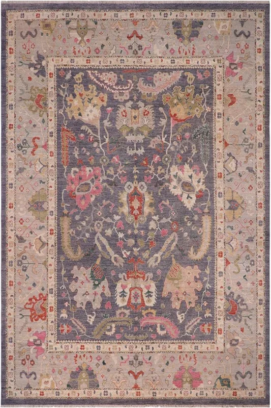 Bohemian Oushak Bird Gray/Beige Wool Rug – 11’11” x 14’7”