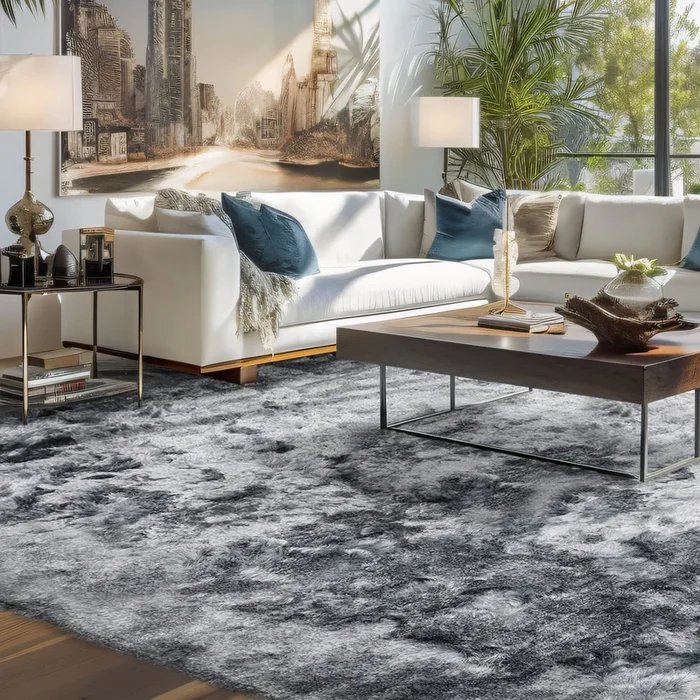 Brisa Light Gray Solid Shag Area Rug
