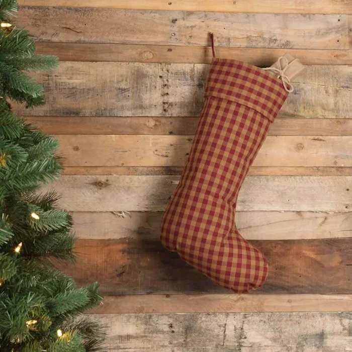 Burgundy Check Stocking 12×20