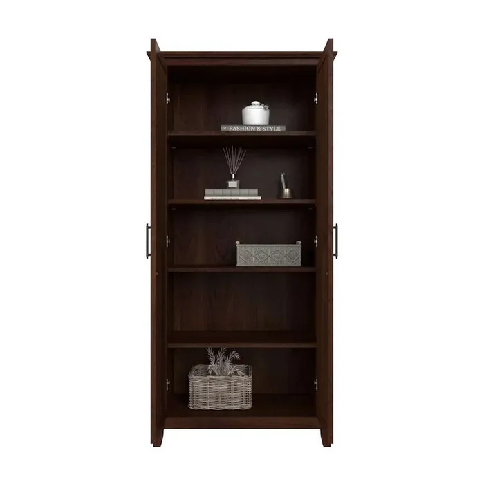 Bush Furniture – Key West Bathroom Storage Cabinet with Doors in Bing Cherry – KWS266BC-Z1