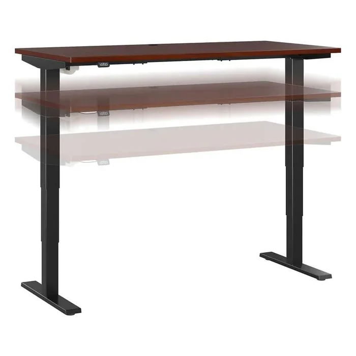 Bush Furniture – Move 40 Series 60W x 30D Electric Height Adjustable Standing Desk in Hansen Cherry with Black Base – M4S6030HCBK