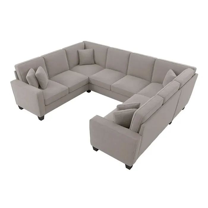 Bush Furniture – Stockton 112W U Shaped Sectional Couch in Beige Herringbone – SNY112SBGH-03K