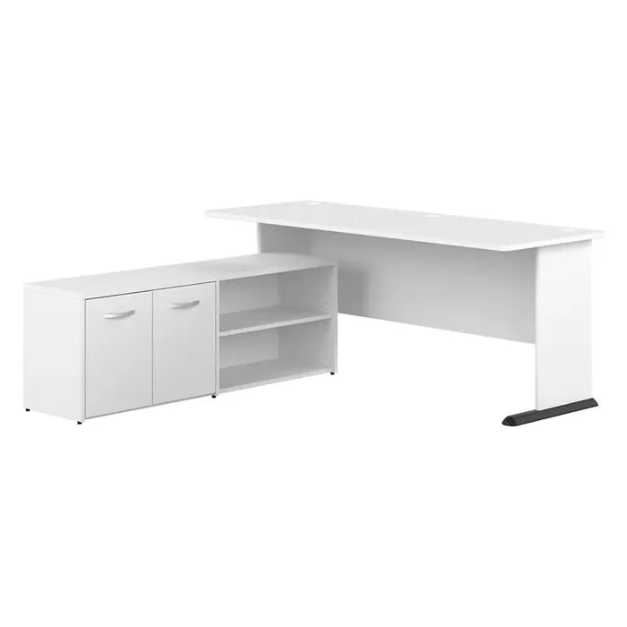 Bush Furniture – Studio A 72W L Shaped Gaming Desk with Storage in White – STA012WH