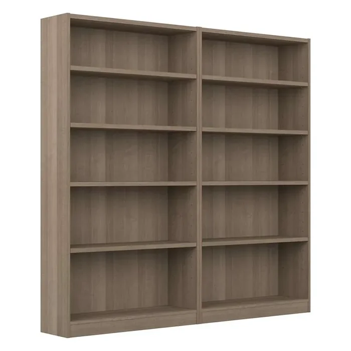 Bush Furniture – Universal 5 Shelf Bookcase in Ash Gray (Set of 2) – UB003AG