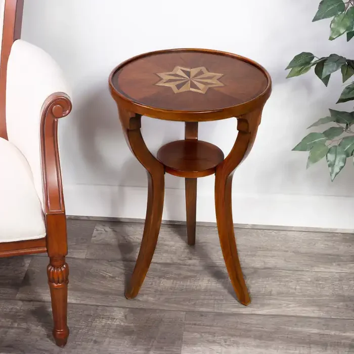 Butler Specialty Company – Dalton 15.75 in. W Round Wood Side Table, Medium Brown – 1328101