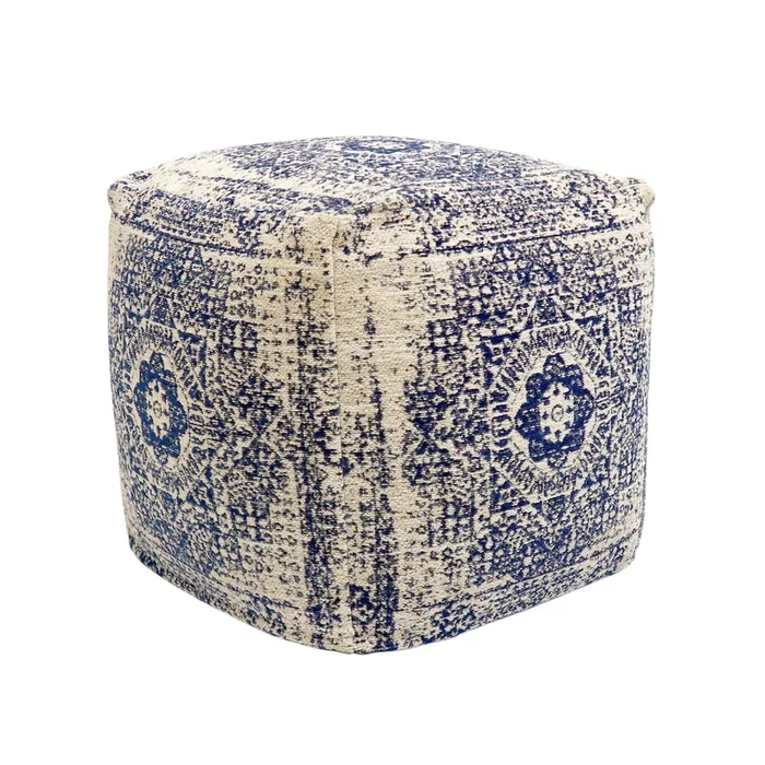 Canvello Grandcanyon 100% Cotton Jacquard Pouf, Navy