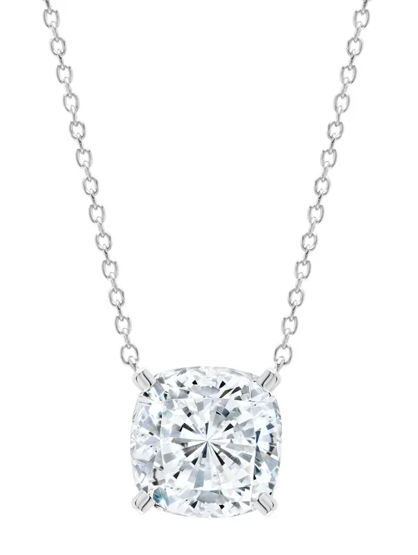 Crislu Bliss Cushion Cut Necklace Finished in Pure Platinum