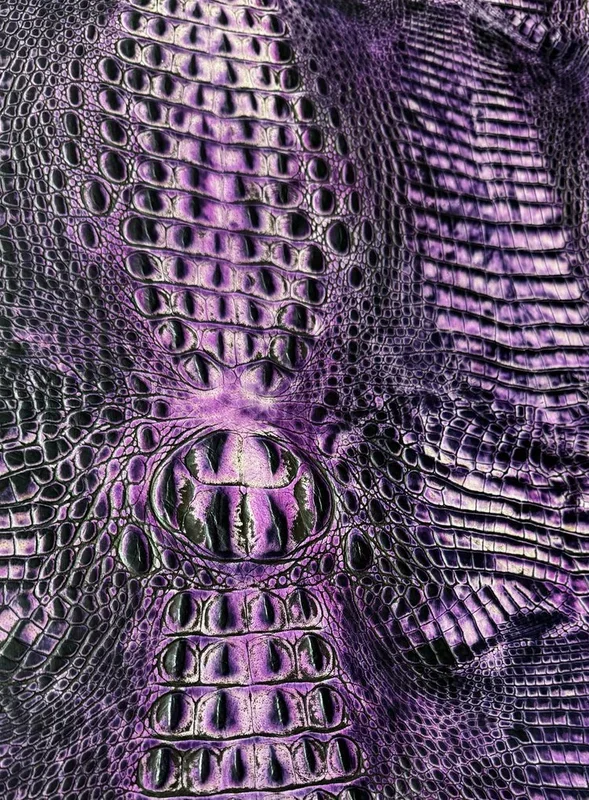 Croc Purple Flamingo Embossed Leather