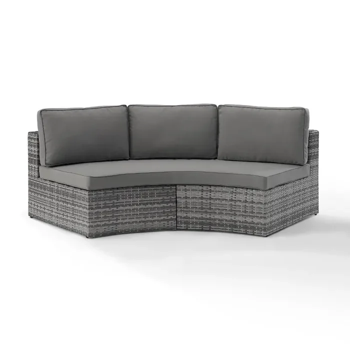 Crosley Furniture – Catalina Outdoor Wicker Round Sectional Sofa Gray – CO7120-GY_CLOSEOUT