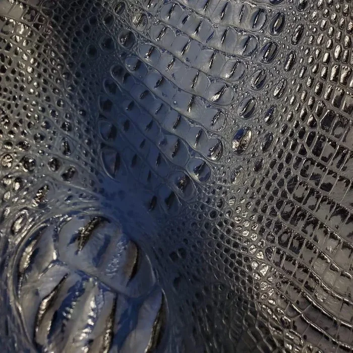 CUSTOM Croc Midnight Navy Embossed Leather