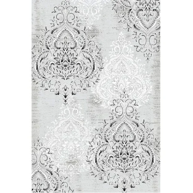Damask Gray & White Rug