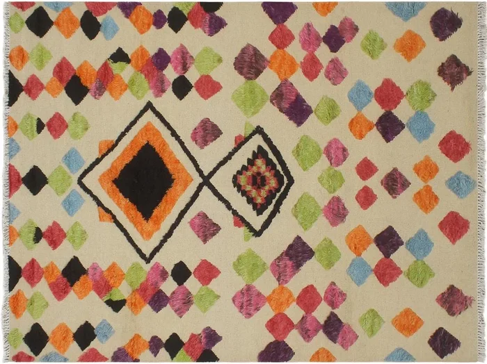 Eclectic Moroccan High-Low Pile Nicholls Wool Rug – 5’1” x 8’4”