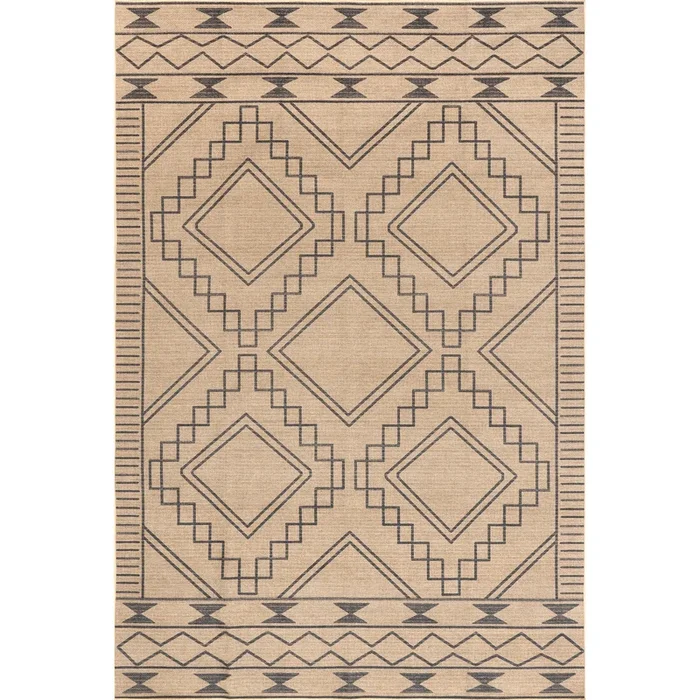 Elin Moroccan Border Easy-Jute Machine Washable Area Rug