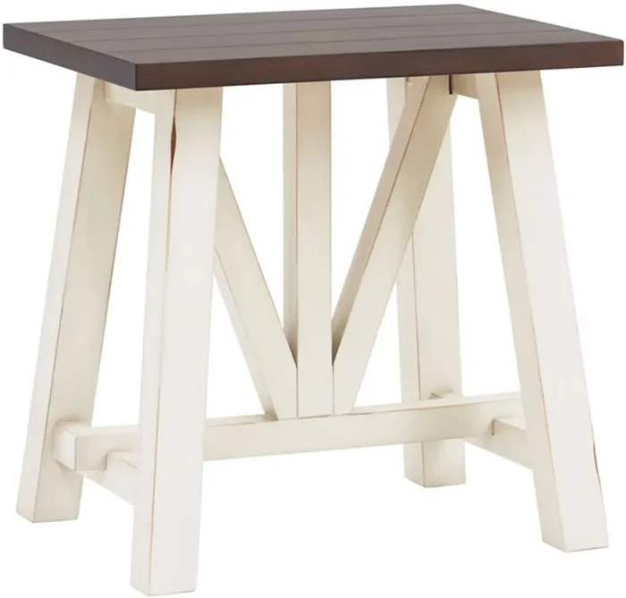 Emery Park – Pinebrook Chairside Table in Prairie White Finish – I629-9130-PRW