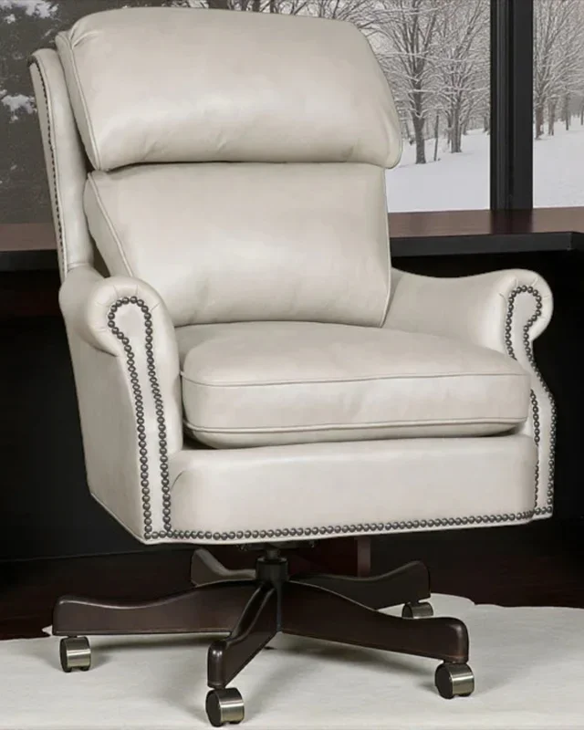 Executive Ivory Leather Office Chair