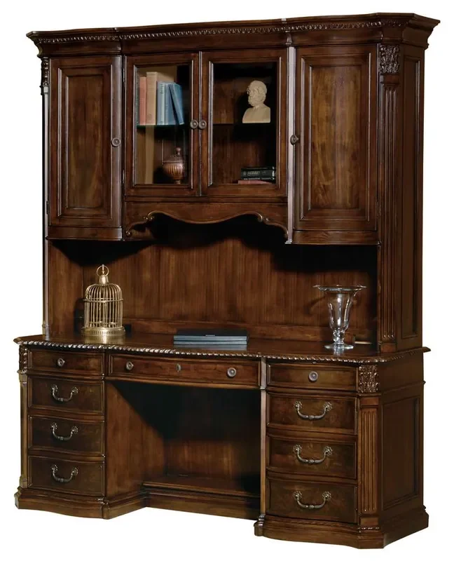Hekman Furniture – Old World Walnut Burl – Executive Deck and Credenza – 79162_79161