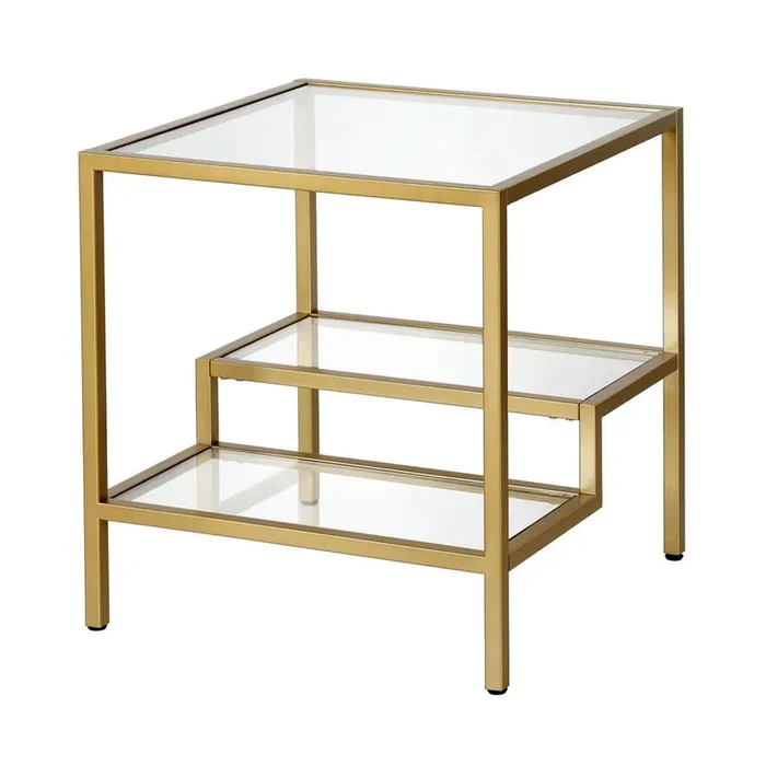 Hudson & Canal – Lovett 20in Wide Square Side Table in Brass – ST0360