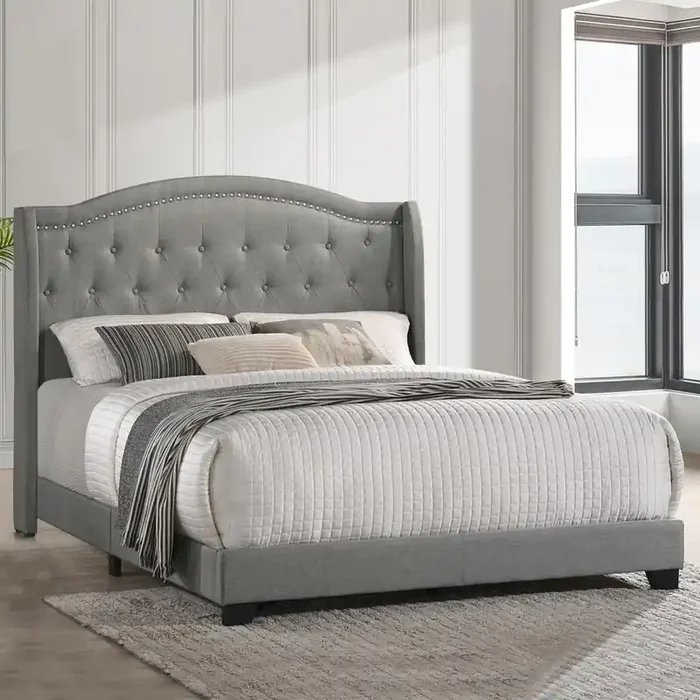 Intercon Furniture – Rhyan Queen UPH Bed – UB-BR-RHYQEN-SMK-C