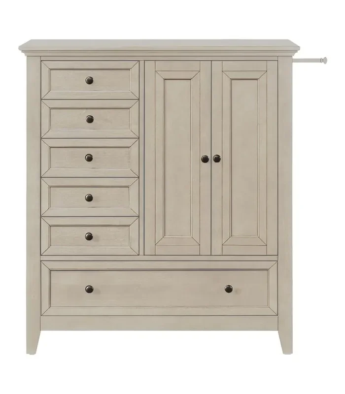 Intercon Furniture – San Mateo Youth Chifferobe in Rustic White – SM-BR-N4305C-RWH-C
