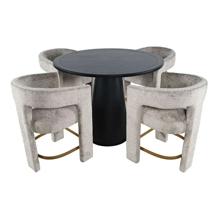 Jofran – Gwen Luxury Mid-Century Modern Five Piece Counter Height Dining Set with Upholstered Barstools – 2271-NSHB-4GWNSGRY