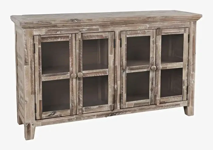 Jofran – Rustic Shores Coastal Style 54in Distressed Acacia Credenza Cabinet – 2125-5432