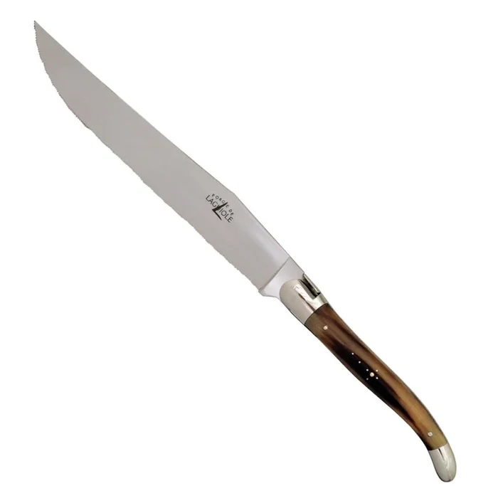 Laguiole Bread Knife Horn Tip Handle – Shiny Finish
