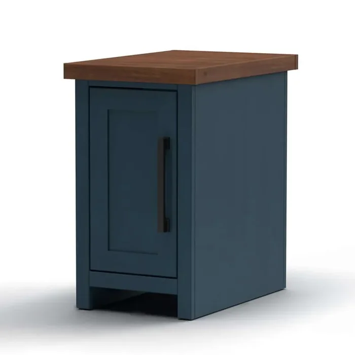 Legends Furniture – Bridgevine Home 14 in. W x 24 in. HBlue Denim and Whiskey Brown Finish Solid Wood Side Table – NT4520.BWK