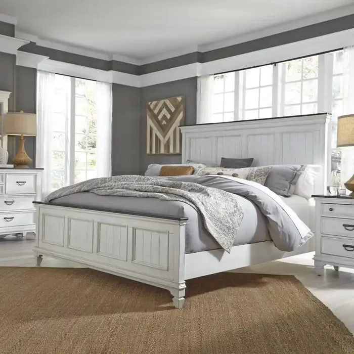 Liberty Furniture – Allyson Park 4 Piece Queen Panel Bed, Dresser & Mirror, Nightstand Set – 417-BR-QPBDMN