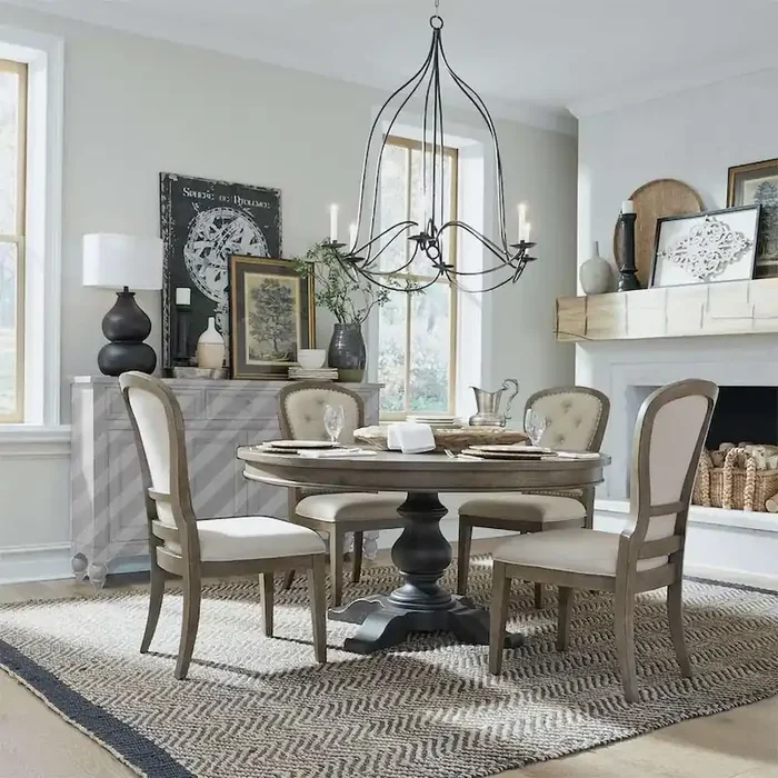 Liberty Furniture – Americana Farmhouse Opt 5 Piece Pedestal Table Set – 615-DR-O5PDS