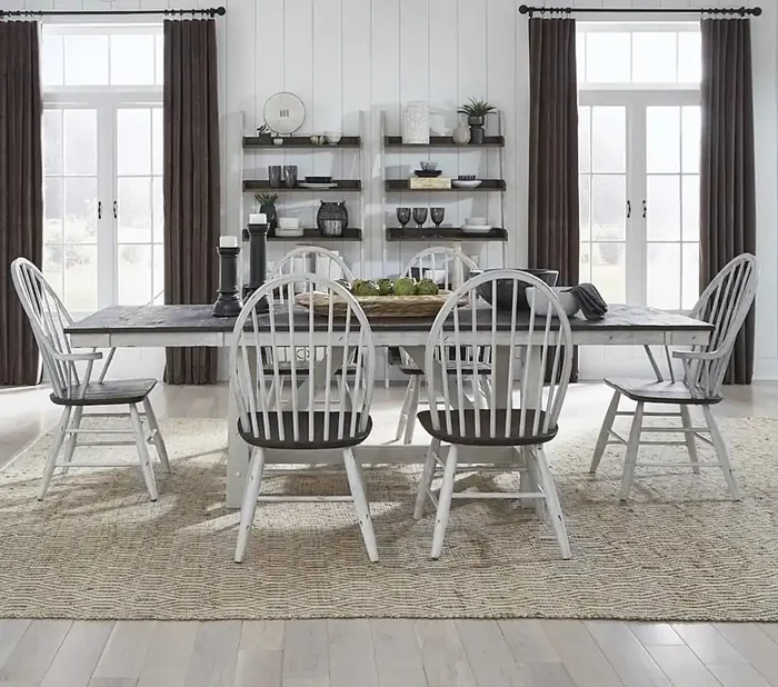Liberty Furniture – Farmhouse Optional 7 Piece Trestle Table Set – 139WH-CD-O7TRS