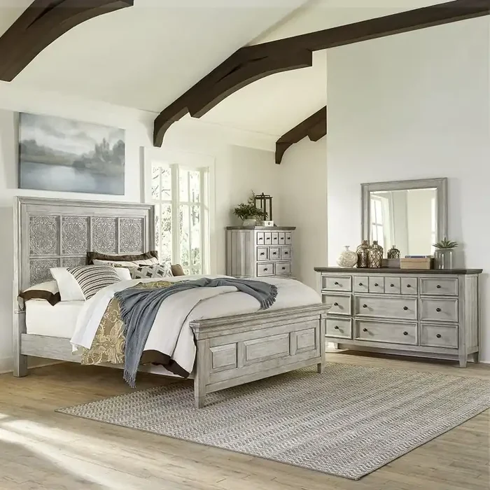 Liberty Furniture – Heartland Optional Queen Panel Bed, Dresser & Mirror, Chest – 824-BR-OQPBDMC