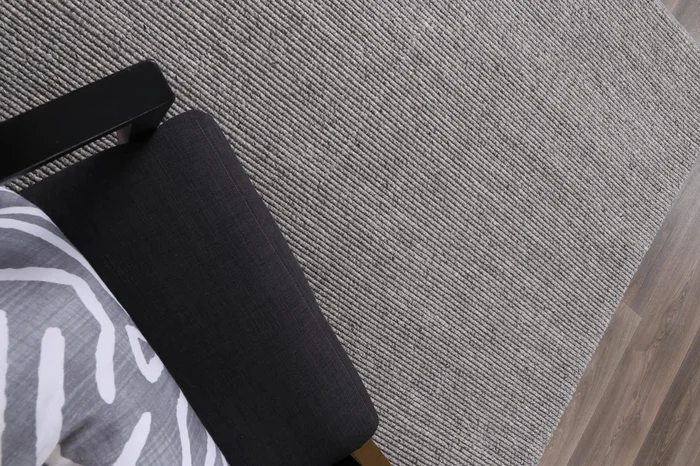 LOOPY STEEL GREY HAND WOVEN WOOL FLOOR RUG