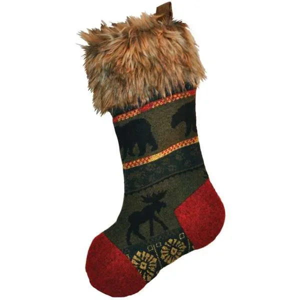 McWoods Christmas Stocking with Faux Fur Cuff