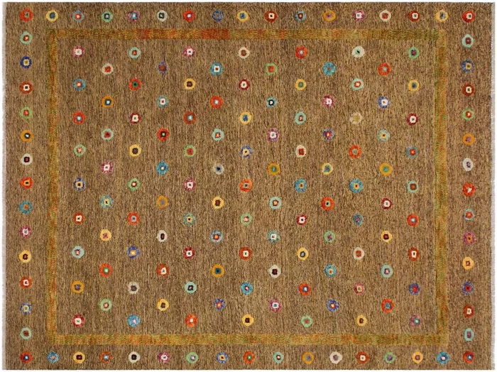 Modern Moroccan High-Low Candance Brown/Gold Wool Rug – 8’3” x 9’6”