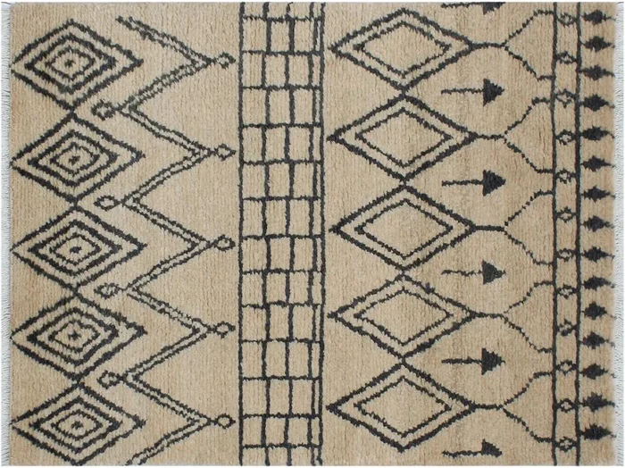 Modern Moroccan Ronnie Beige/Gray Wool Rug – 3’9” x 6’2”
